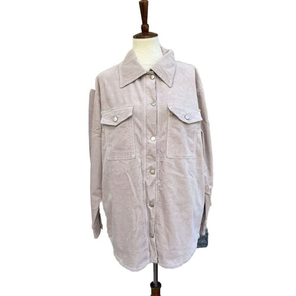 GOOD AMERICAN Corduroy Shacket In Bone Size 3/4 L/XL - Picture 2 of 10